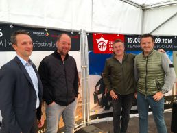 Das Team präsentierte sich geschlossen auf der Pressekonferenz am heutigen Freitag, den 12.08.2016. (v.l. Christian Seger – Stadtwerke Bochum, Heri Reipöler, Lukas Rüger, Björn Gralla – ZfR Event GmbH) Copyright: Oliver Bartkowski)